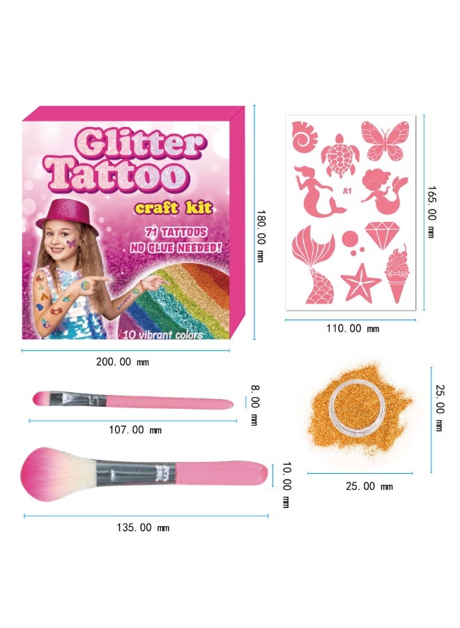 Capstro Kids Glitter Temporary Tattoo Kit – DIY Body Art Craft Set with Glitter & Stencils | Creative Party, Dress-Up & Arts and Crafts Fun for Children – Rainbow Glitter Tattoo Set - Image 2